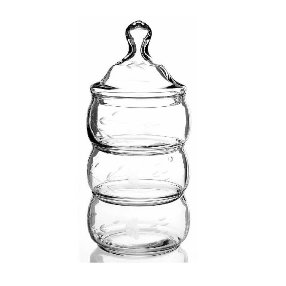 Princess House Heritage Stackset (4 Piece) Clear Candy Dish with Lid